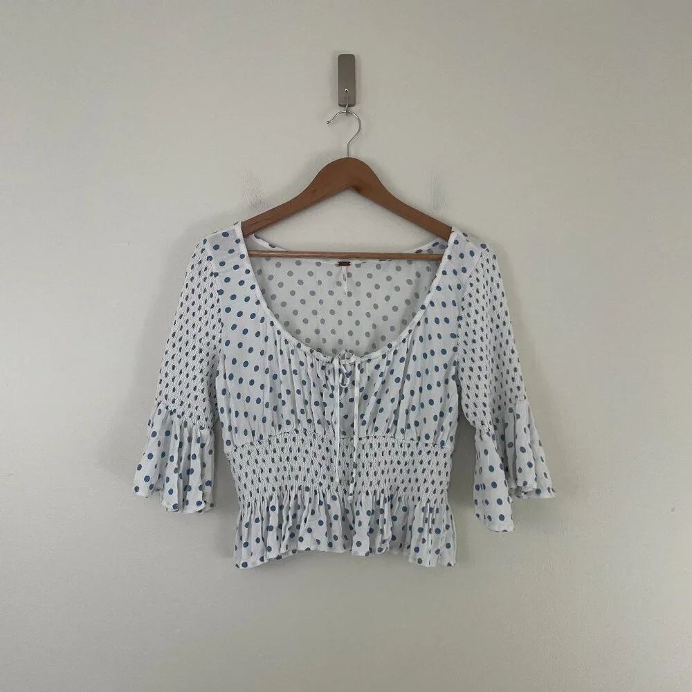 Free People A Bit Of Something Sweet Top in White Combo Size Large